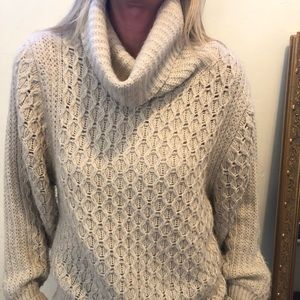 Italian wool cowl/turtleneck unique cable knit